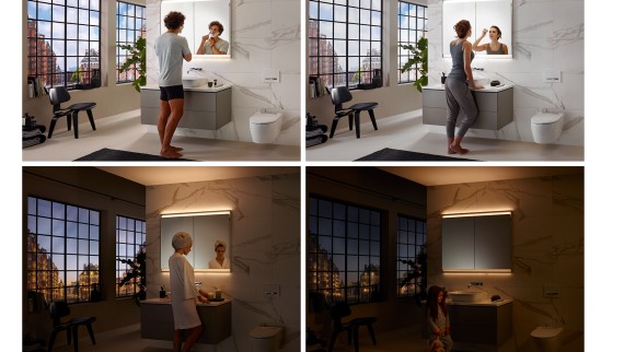 Različito osvetljenje u kupatilu sa Geberit ComfortLight konceptom (© Geberit)